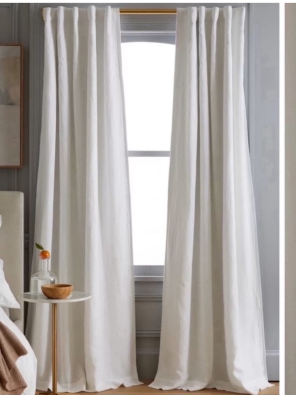NWT QUINCE Set Of 2 48x108 European Linen True Blackout Curtains Cream 8349